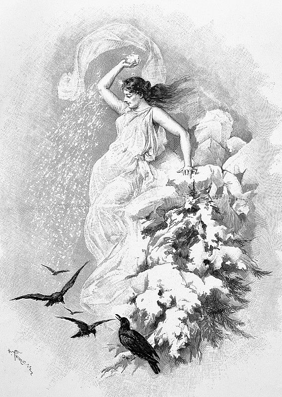 冬天，衣着暴露的女人扔雪球