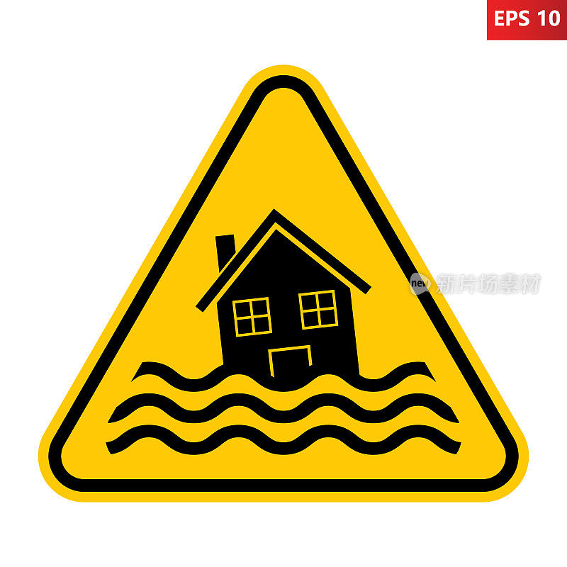 洪水预警信号。自然灾害，海啸，风暴。