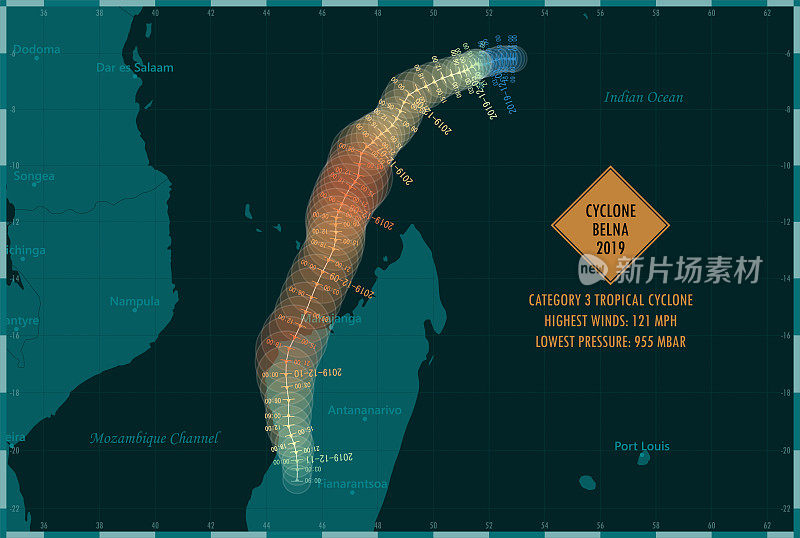 2019年贝尔纳气旋追踪南印度洋信息图