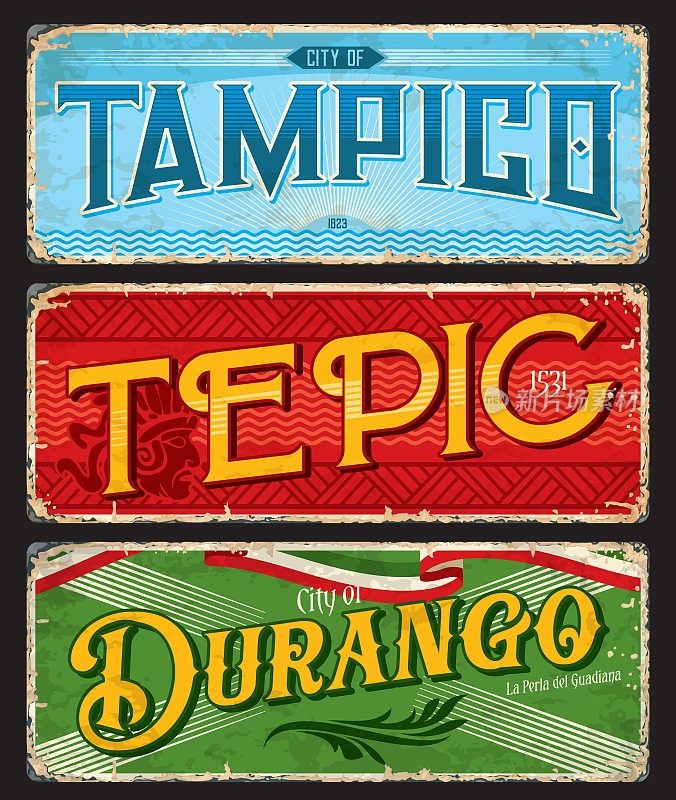坦皮科，泰匹克，杜兰戈墨西哥城市的车牌号