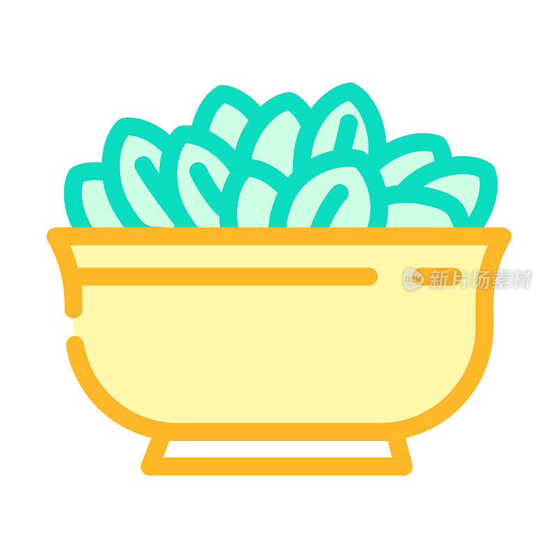 碗菠菜颜色图标矢量插图