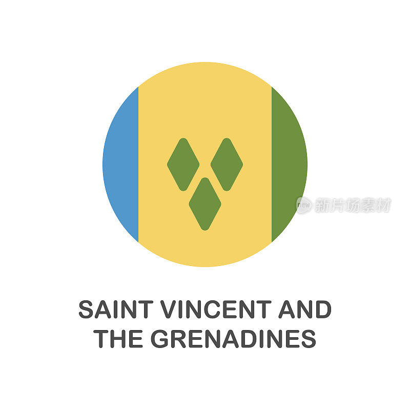 简单的旗帜圣文森特和格林纳丁斯-矢量圆平面图标
