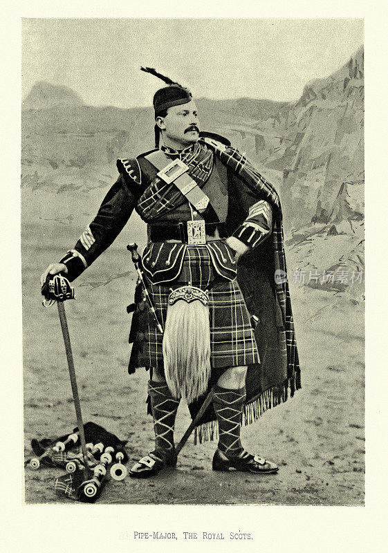 维多利亚时代英国陆军，苏格兰皇家管风琴少校，克莱默剑，风笛，19世纪军装