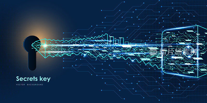 加密货币的密钥。全球数字技术公司。