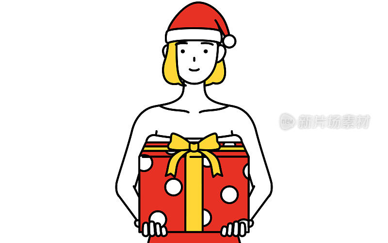 装扮成圣诞老人的女人拿着礼物