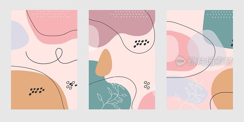 集合抽象粉彩背景与元素矢量