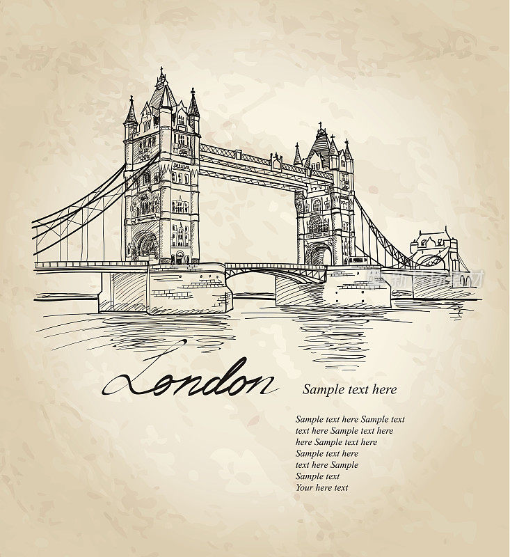塔桥，英国，伦敦。旅游卡。
