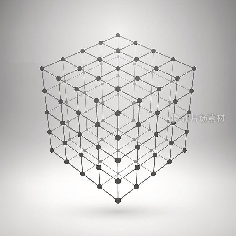 线框网格多边形立方体