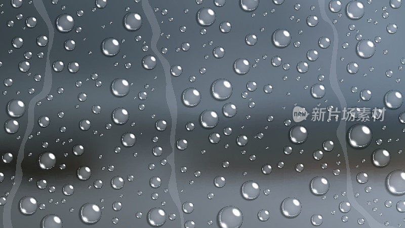 雨滴在汽车挡风玻璃上，自然模糊了