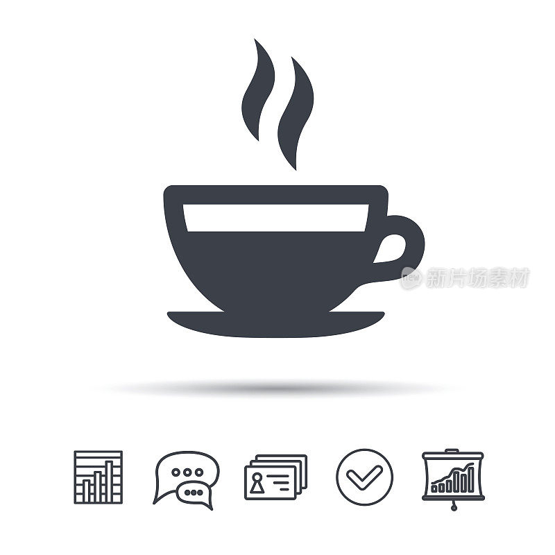 咖啡杯图标。热茶饮料标志。