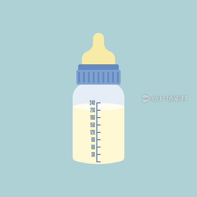 婴儿奶瓶与容积在平面设计矢量