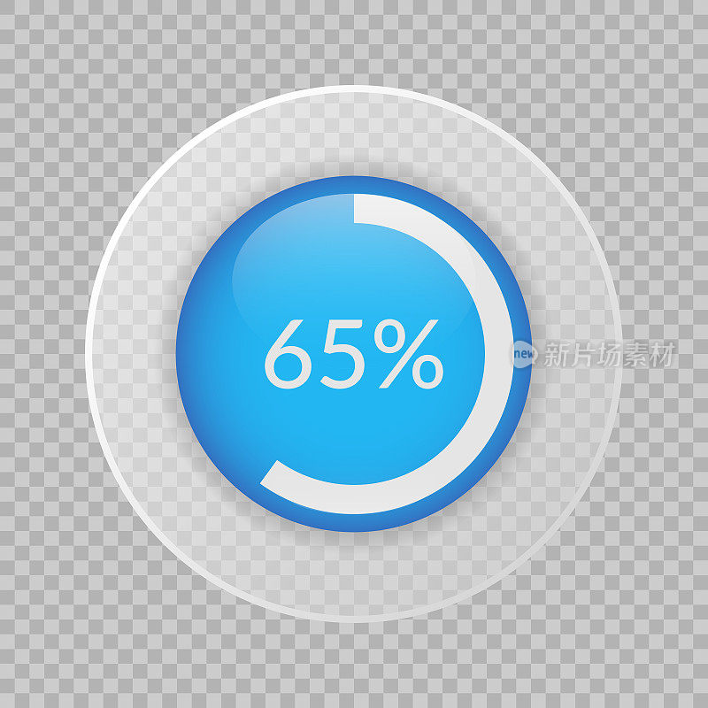 65%饼图透明背景。比例向量信息图。圆图孤立。商业插图图标营销项目，财务，财务报告，网页设计