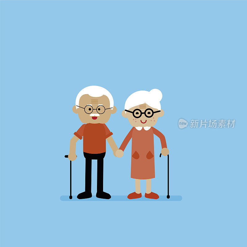 一对退休的老年夫妇