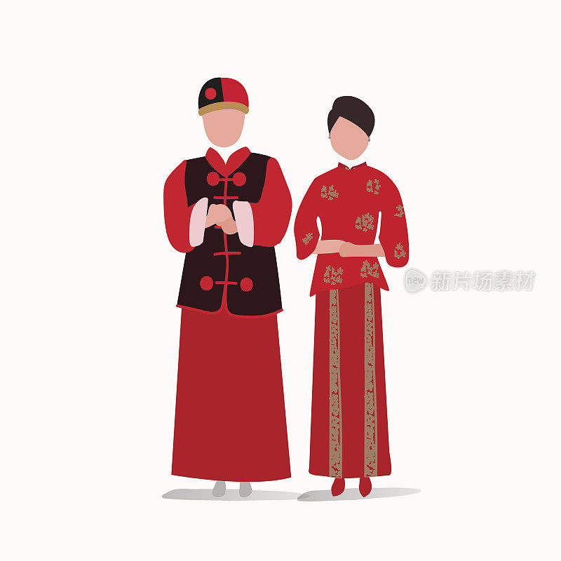 中国传统婚纱向量