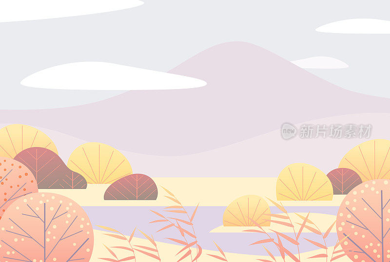 简单的秋景与山