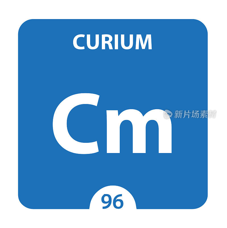 化学元素周期表96号元素。分子与通信背景。Curium化学Cm，实验室和科学背景。主要化学矿物和微量元素