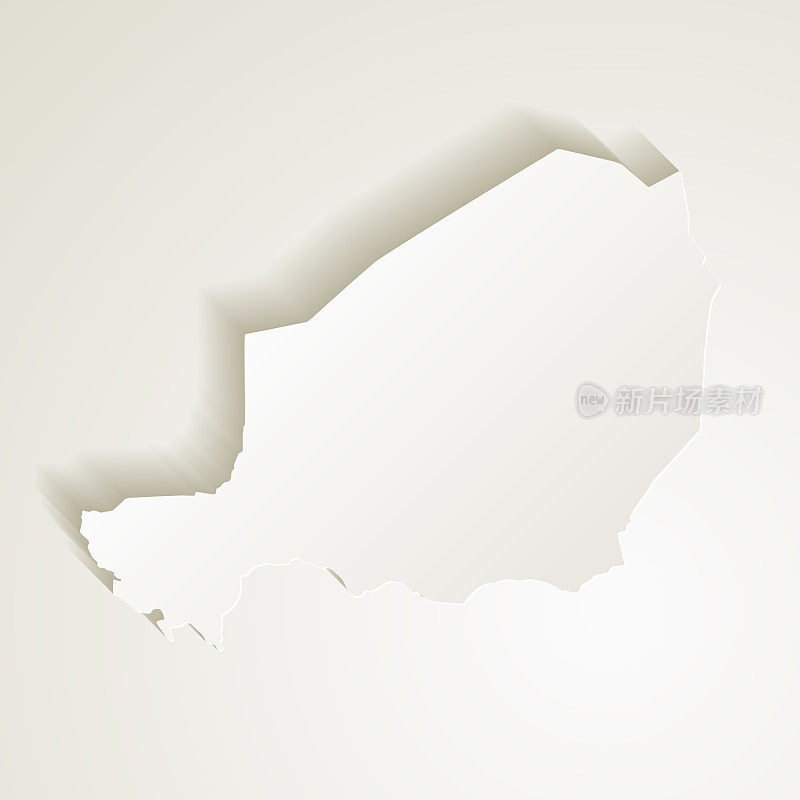 在空白背景上使用剪纸效果的尼日尔地图