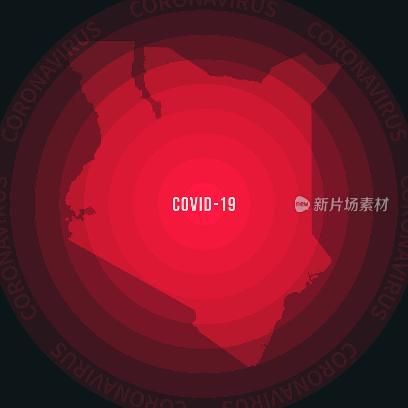 肯尼亚COVID-19传播地图。冠状病毒爆发