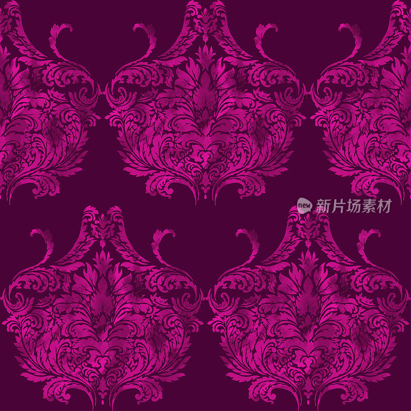 紫色锦缎无缝图案纹理。豪华装饰纺织品图案，设计元素。