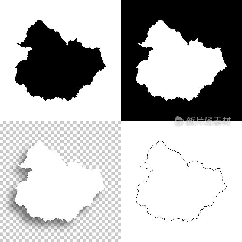 艾略特县，肯塔基州。设计地图。空白，白色和黑色背景