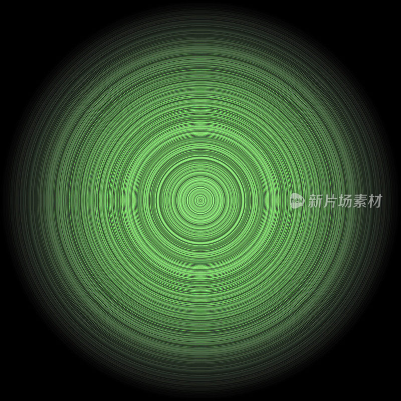 一组迷人的绿色同心圆图案，带有强烈的小插图效果，将目光引向中心。