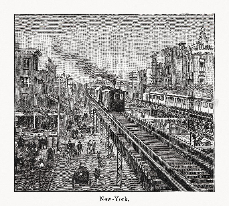纽约中央铁路，美国，木版画，出版于1894年