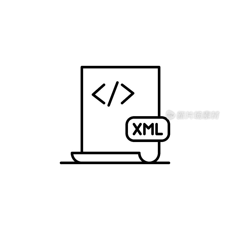 具有可编辑笔画的XML文件行图标。Icon适用于网页设计、移动应用、UI、UX和GUI设计。