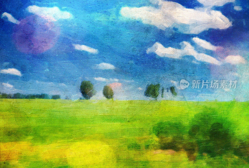 油画描绘了夏季的风景