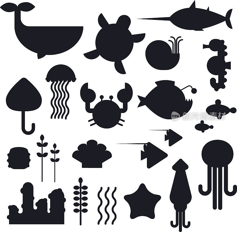海洋动物向量集。