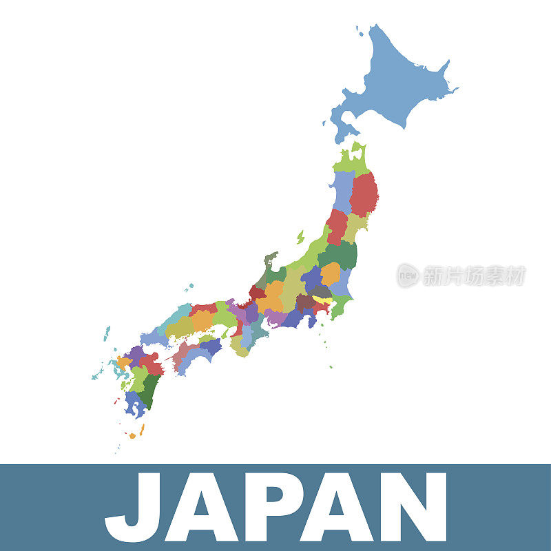 日本的政治地图。矢量图