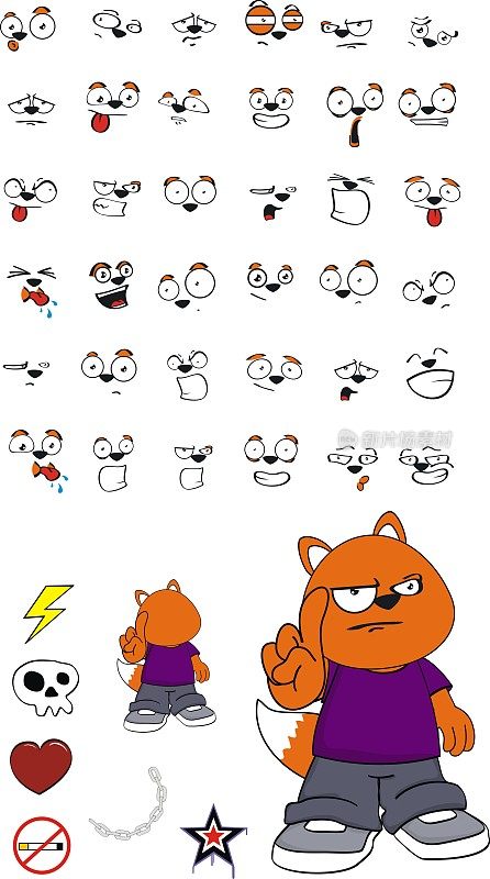 暴躁的狐狸孩子卡通表情集