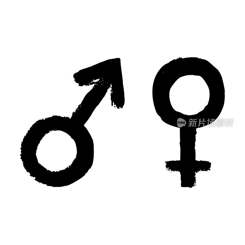 矢量男人和女人标志图标。象征着女性、女性和男性