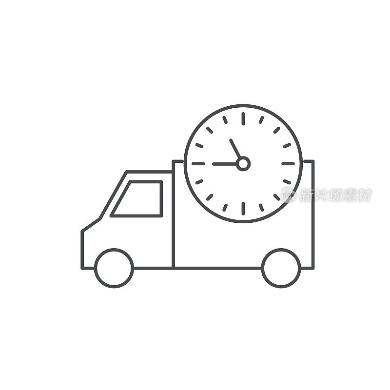 配送时间物流配送和运输细线图标