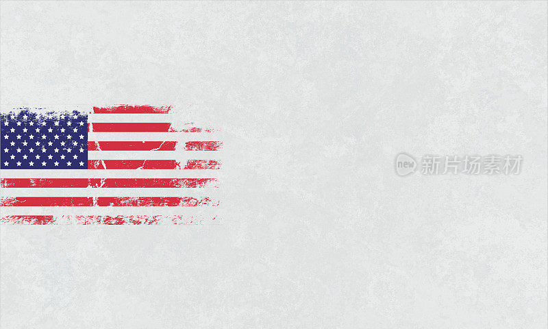 美国国旗明信片-一个grunge水平矢量插图的美国国旗，在白色的背景