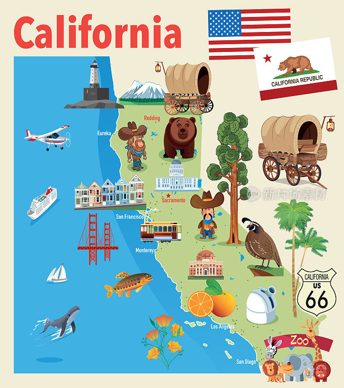 加州卡通地图