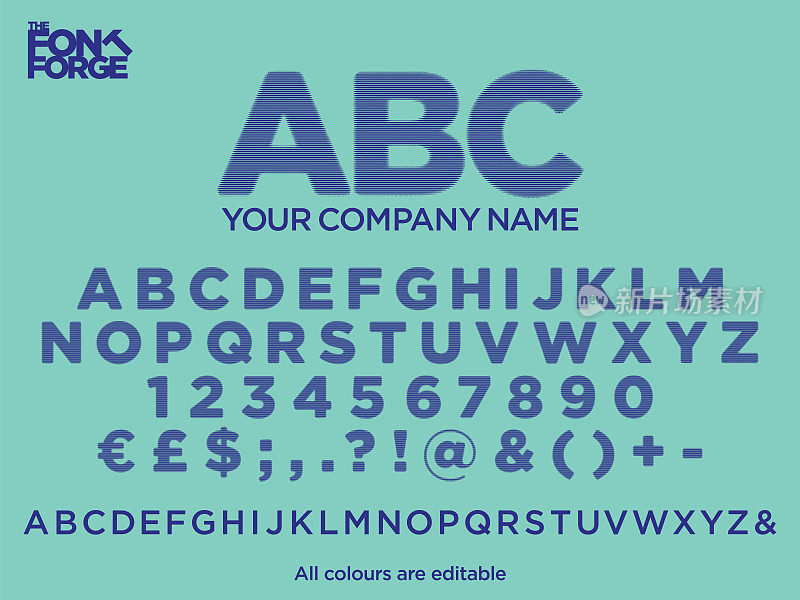 为您的公司标志雕刻文本样式的字体。矢量插图。颜色很容易编辑。