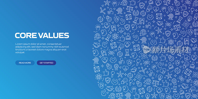 核心价值观相关的横幅设计与无缝模式