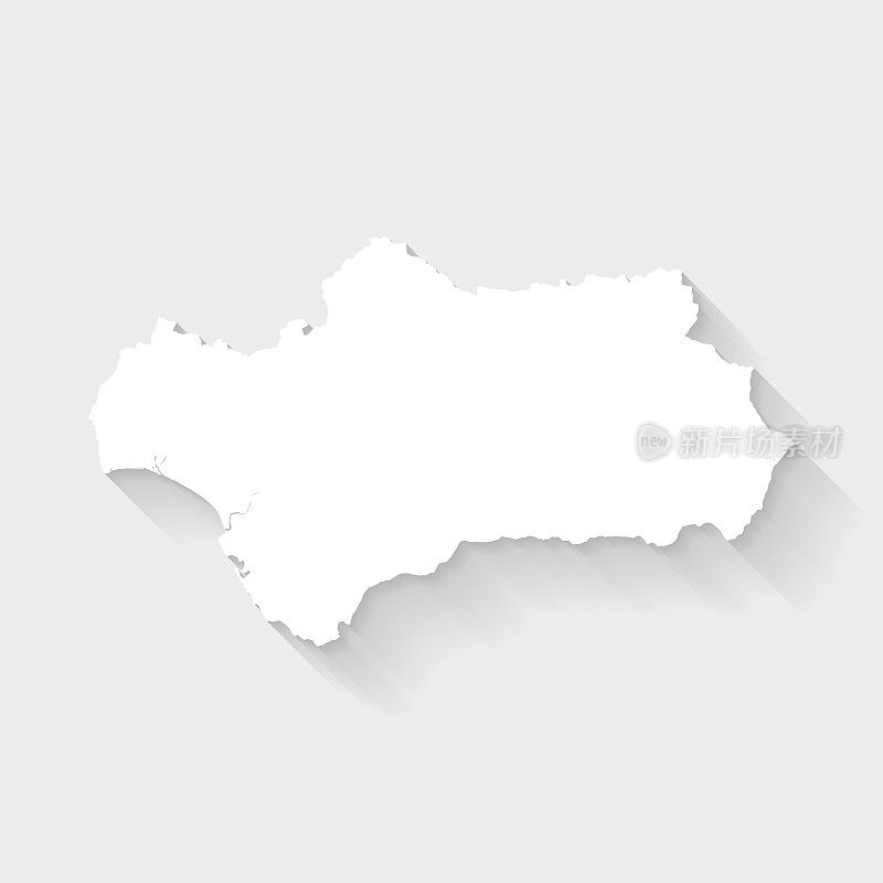 安达卢西亚地图与空白背景的长阴影-平面设计