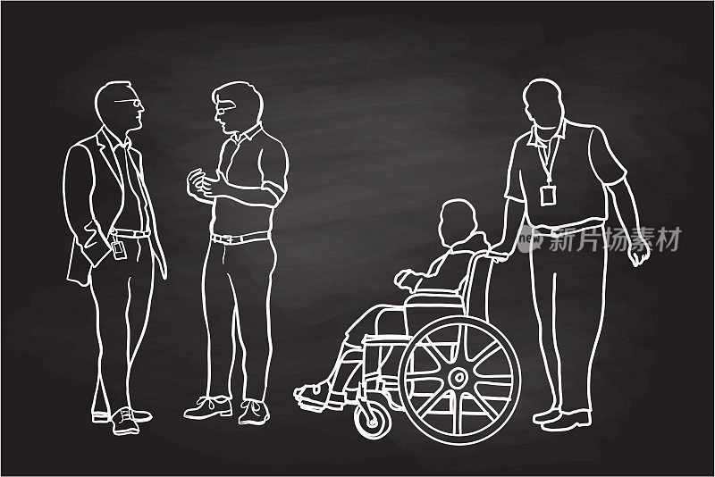 商务会议残疾人援助黑板