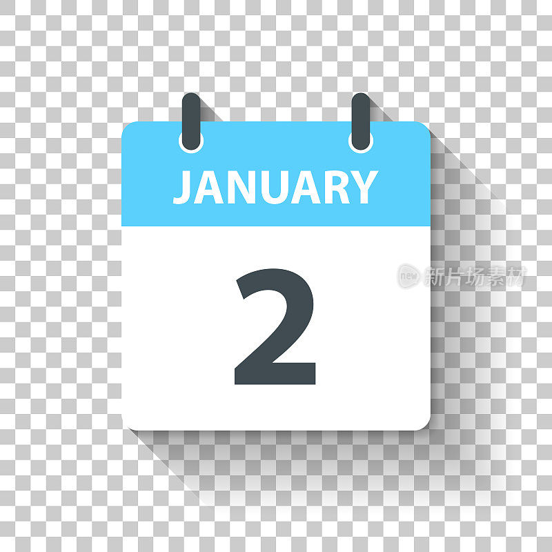 1月2日-日日历图标在平面设计风格