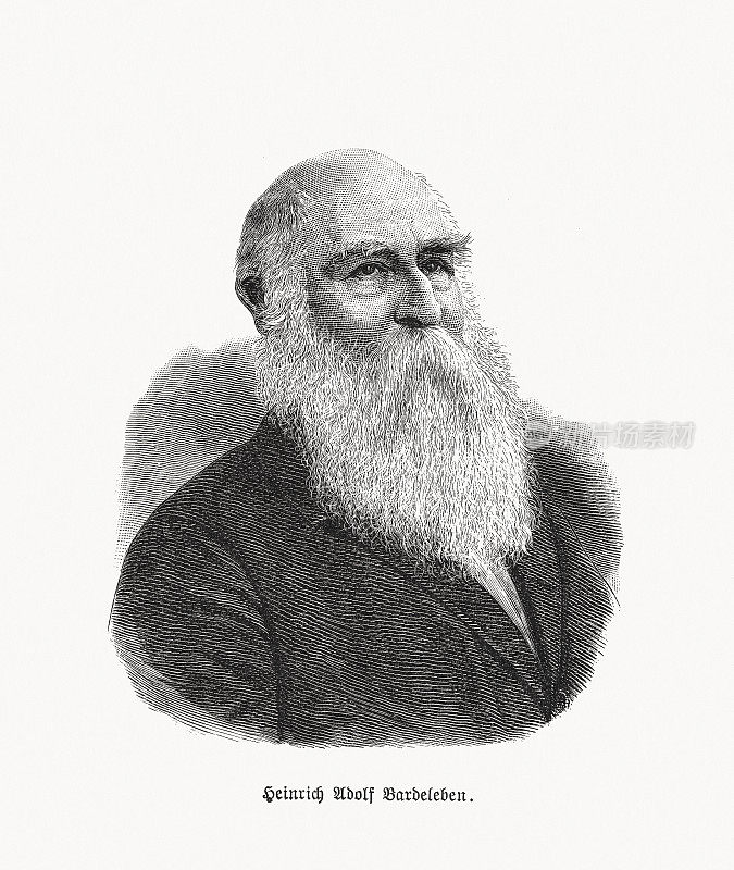 海因里希・阿道夫・冯・巴德勒本(1819-1895)，德国外科医生，木刻，1893年出版