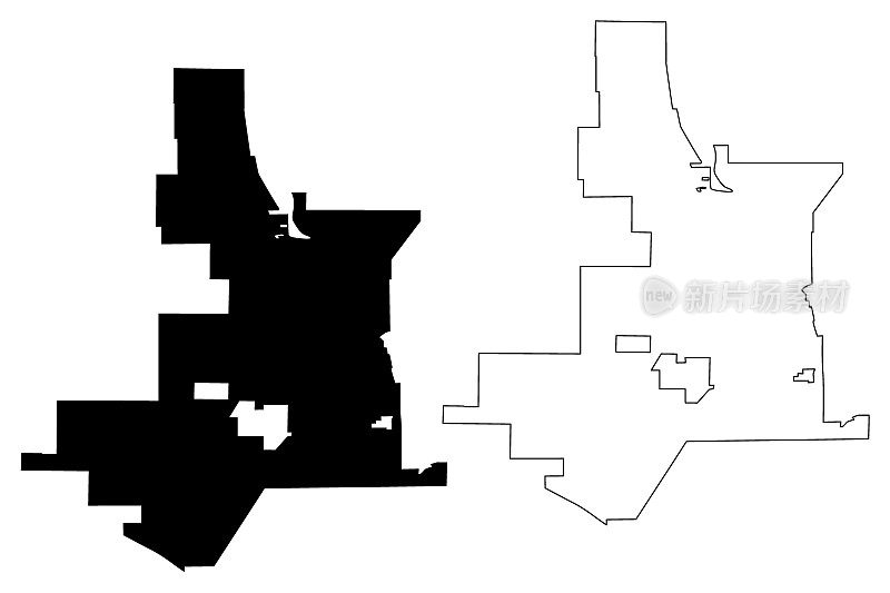 加利福尼亚州维克多维尔市(美国城市、美国城市、美国城市)地图矢量插图，涂鸦草图维克多维尔市地图