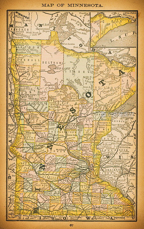 19世纪的明尼苏达地图
