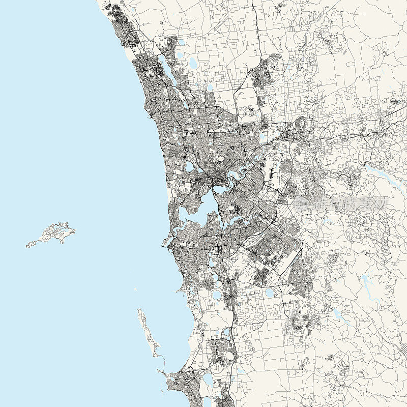 珀斯，澳大利亚矢量地图
