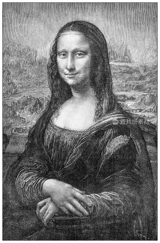 古董插图：列奥纳多·达·芬奇的《蒙娜丽莎》、《焦康达》
