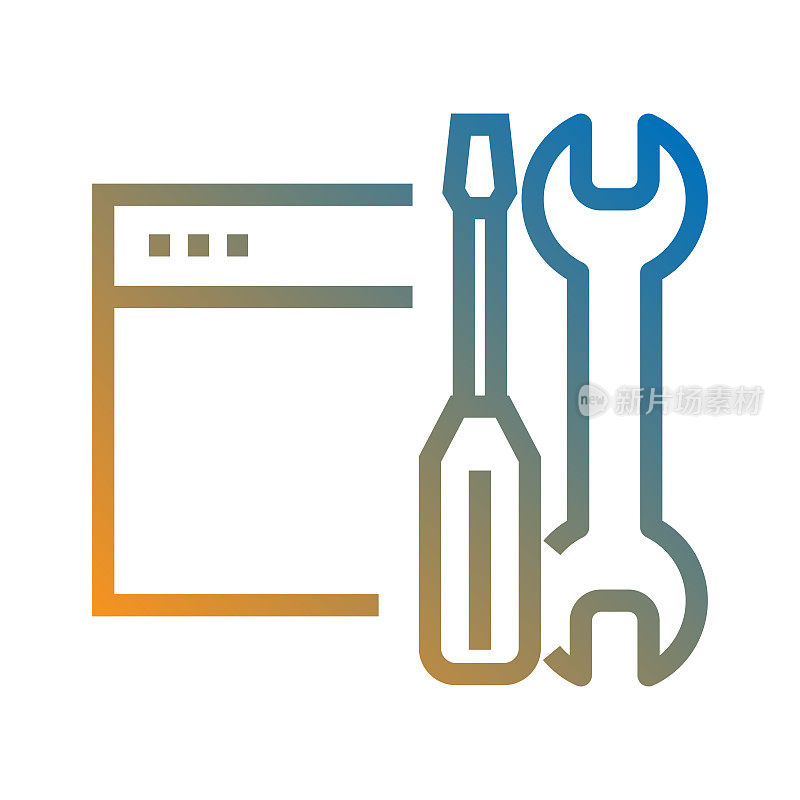 技术资源线图标，轮廓矢量符号