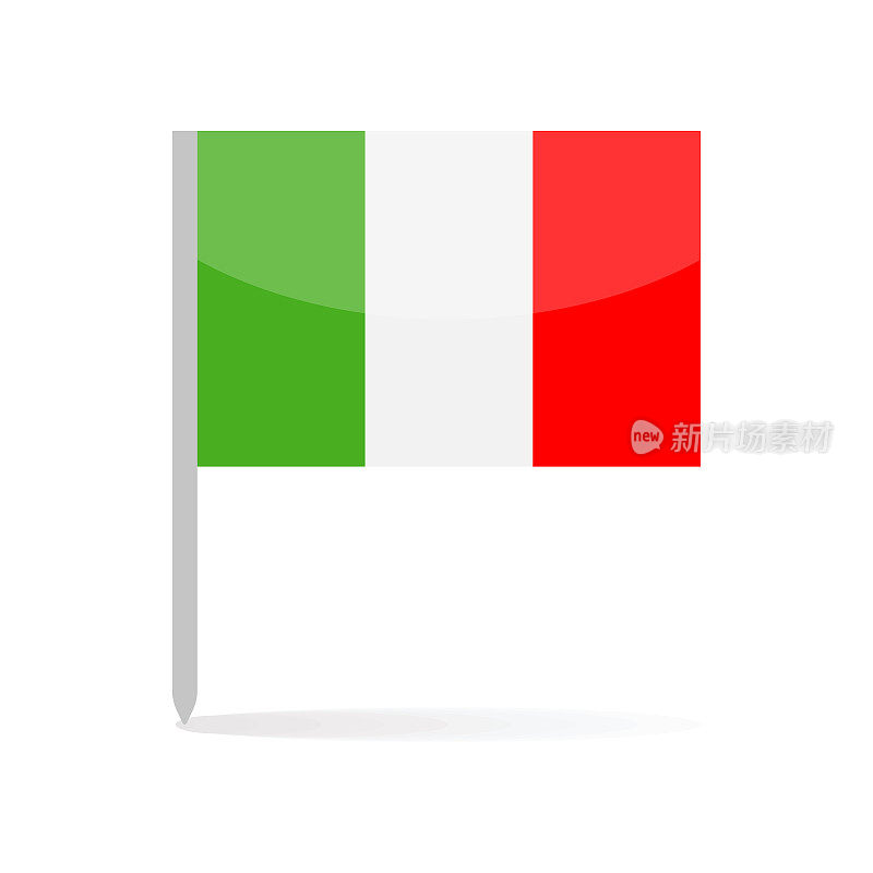 意大利-旗帜图标矢量插图-引脚