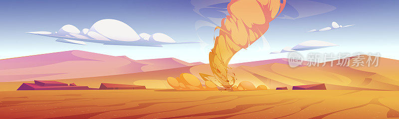 龙卷风，沙尘旋风，沙漠中的沙尘旋风