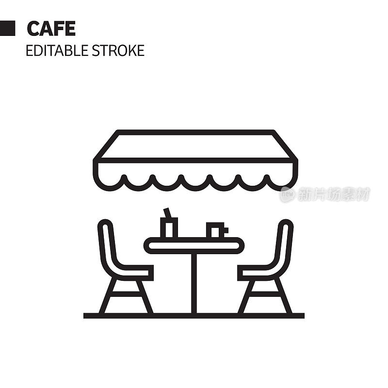 咖啡馆线图标，轮廓矢量符号插图。