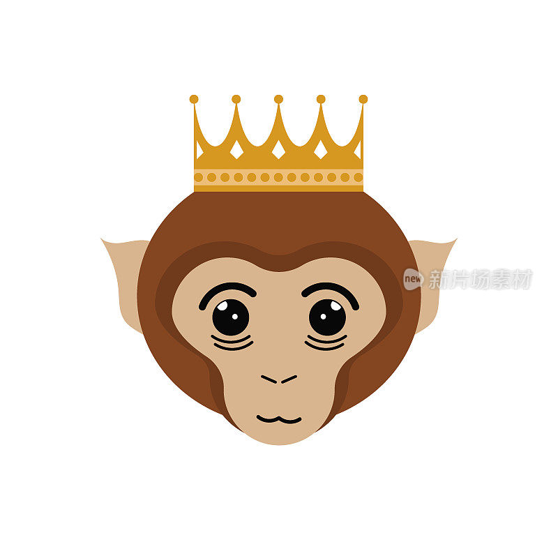 猴子和皇冠。猴子角色，皇冠贴纸。